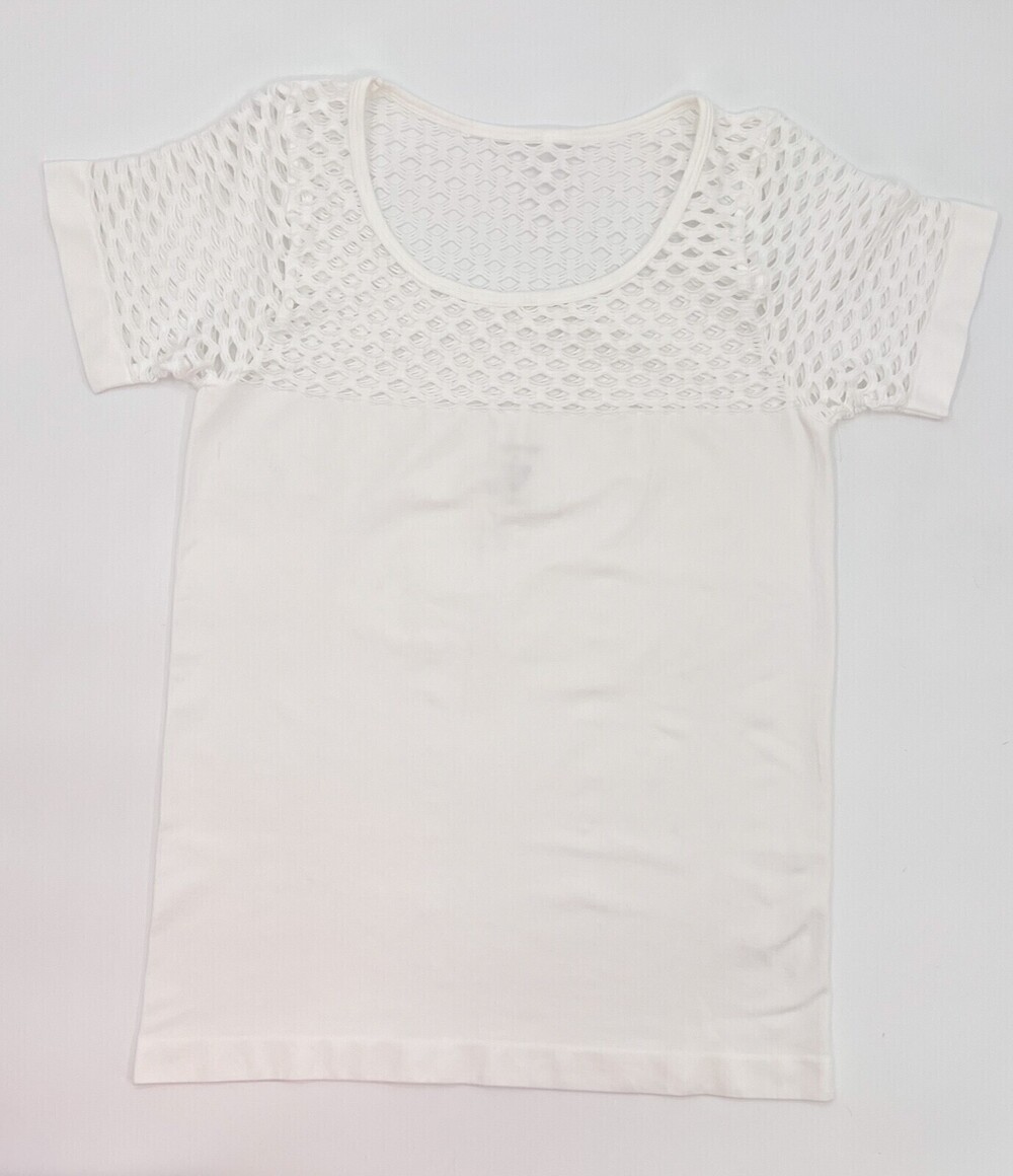 Venus Shirt Womens Large White Blouse See Through Short Sleeve Round Neck